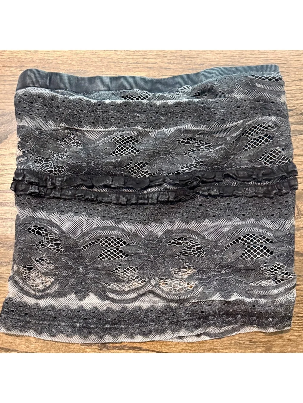 New Free People Grey Lined Lace Tube Tank Top SZ Medium